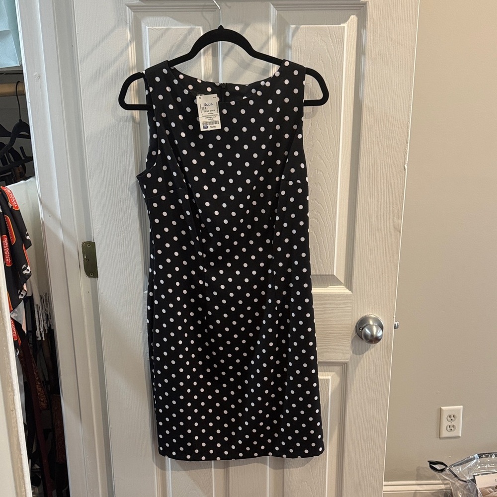 AGB Black Dress with White Polka Dots
